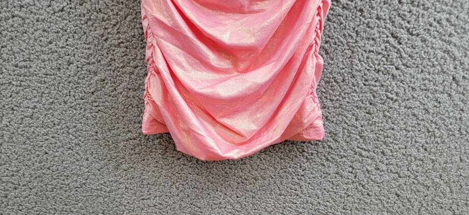 With Jules Metallic Ruched Mini Dress Big Girls S Pastel Pink Surplice Neck