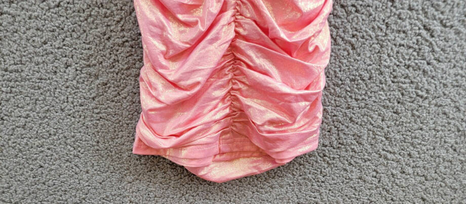 With Jules Metallic Ruched Mini Dress Big Girls S Pastel Pink Surplice Neck