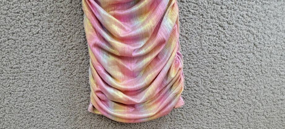 With Jules Ruched Square-Neck Mesh Dress Big Girls M Multi Short Sleeve Pullover