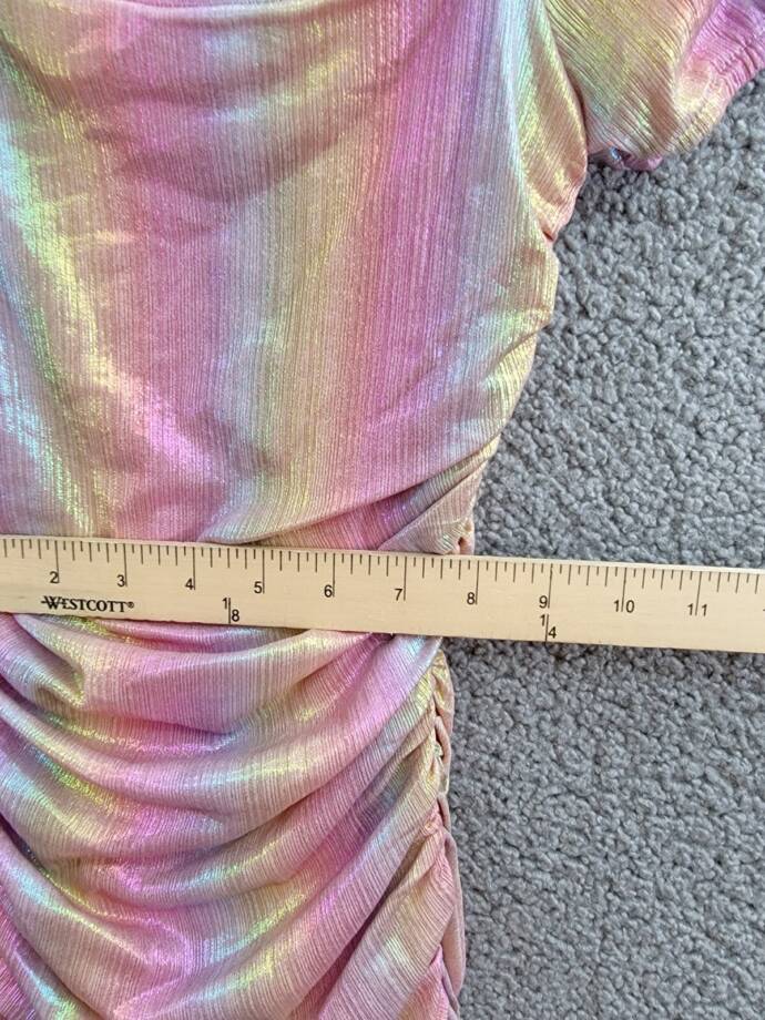 With Jules Ruched Square-Neck Mesh Dress Big Girls M Multi Short Sleeve Pullover