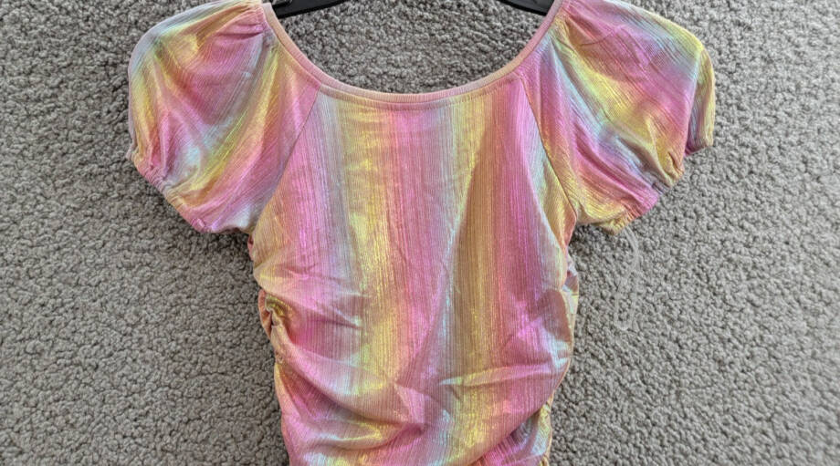 With Jules Ruched Square-Neck Mesh Dress Big Girls M Multi Short Sleeve Pullover