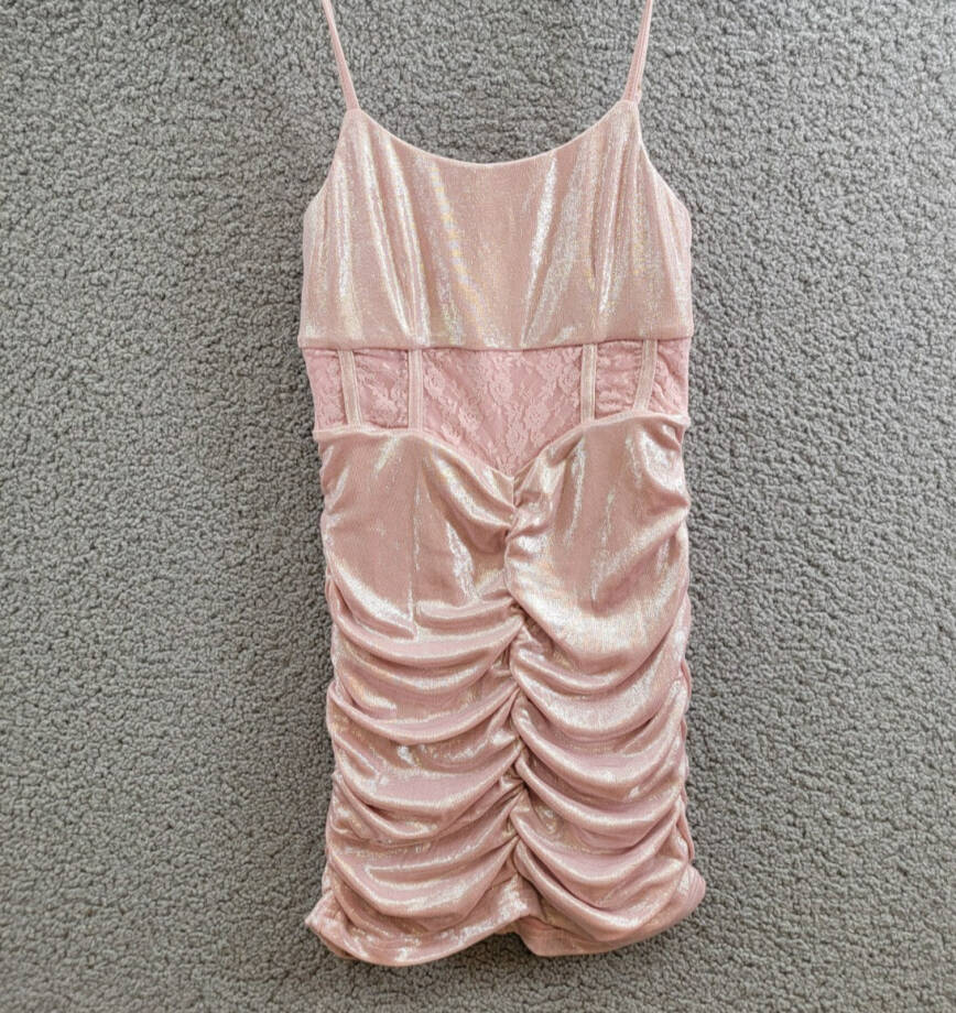 With Jules Sleeveless Lace-Insert Dress Big Girls L Pastel Pink Back Zip Closure