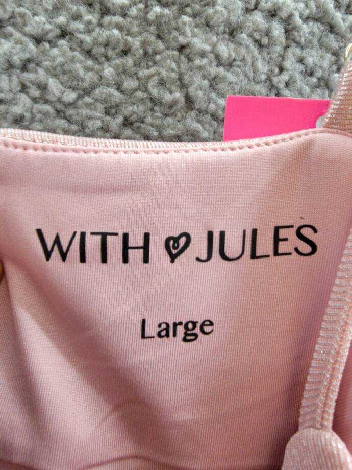 With Jules Sleeveless Lace-Insert Dress Big Girls L Pastel Pink Back Zip Closure