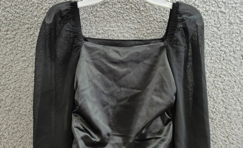 With Jules Long-Sleeve Ruched Dress Big Girls L Black Straight Neck Pullover
