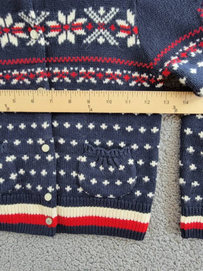 Polo Ralph Lauren Snowflake Wool Blend Cardigan Girls 6 Navy Multi Button Front