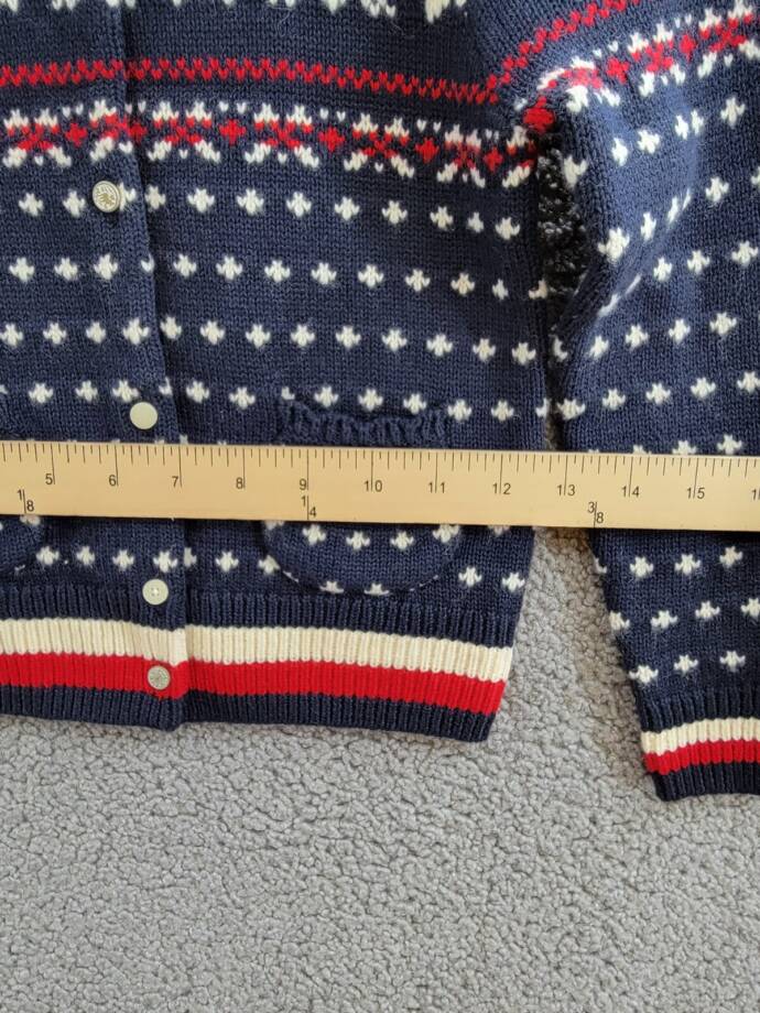 Polo Ralph Lauren Snowflake Wool Blend Cardigan Girls 6 Navy Multi Button Front
