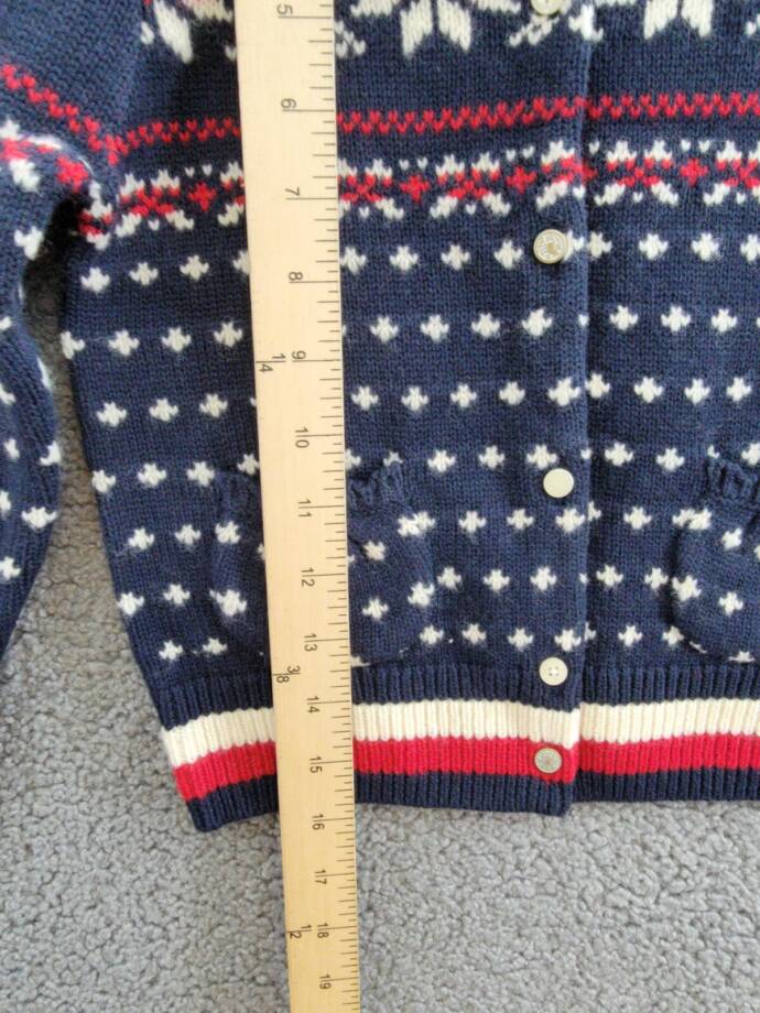 Polo Ralph Lauren Snowflake Wool Blend Cardigan Girls 6 Navy Multi Button Front