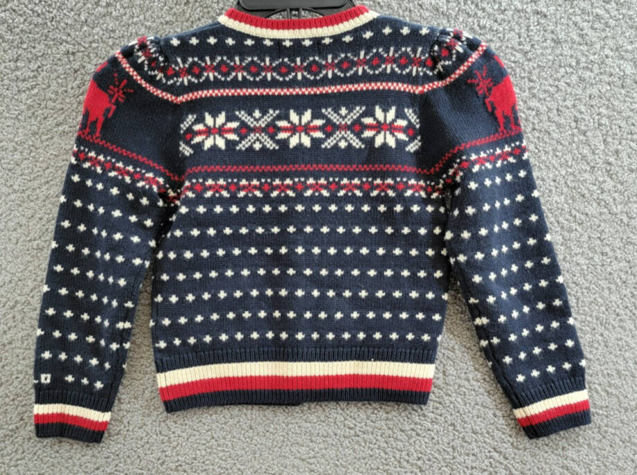 Polo Ralph Lauren Snowflake Wool Blend Cardigan Girls 6 Navy Multi Button Front