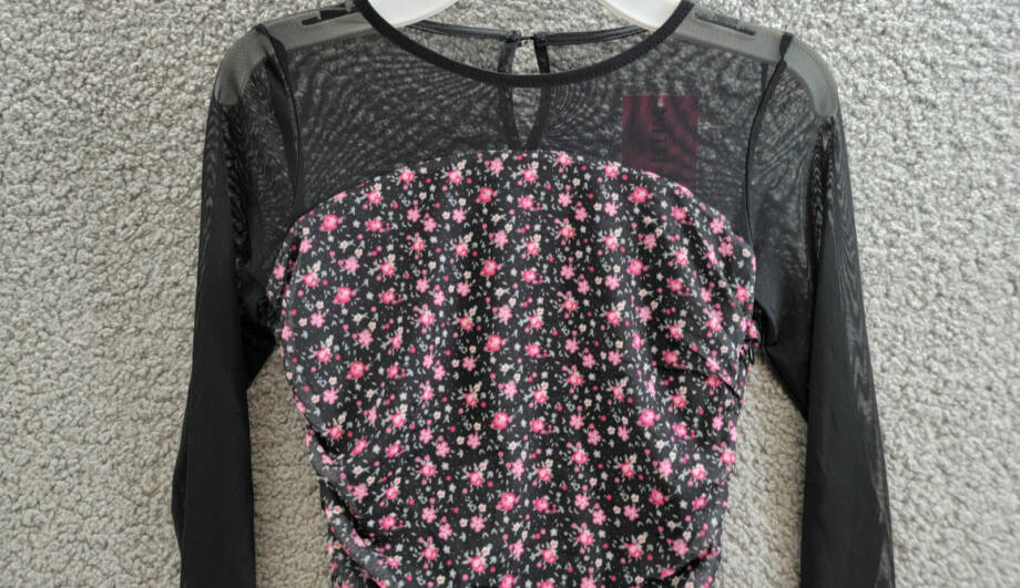 With Jules Long-Sleeve Printed Mesh Combo Dress Big Girls L Black Multi Side Zip