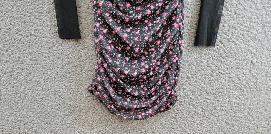 With Jules Long-Sleeve Printed Mesh Combo Dress Big Girls L Black Multi Side Zip