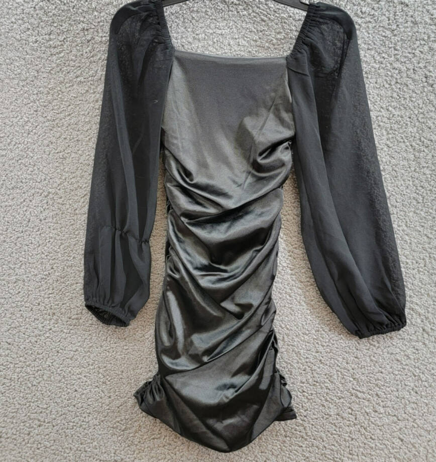 With Jules Long-Sleeve Ruched Dress Big Girls S Black Straight Neck Pullover