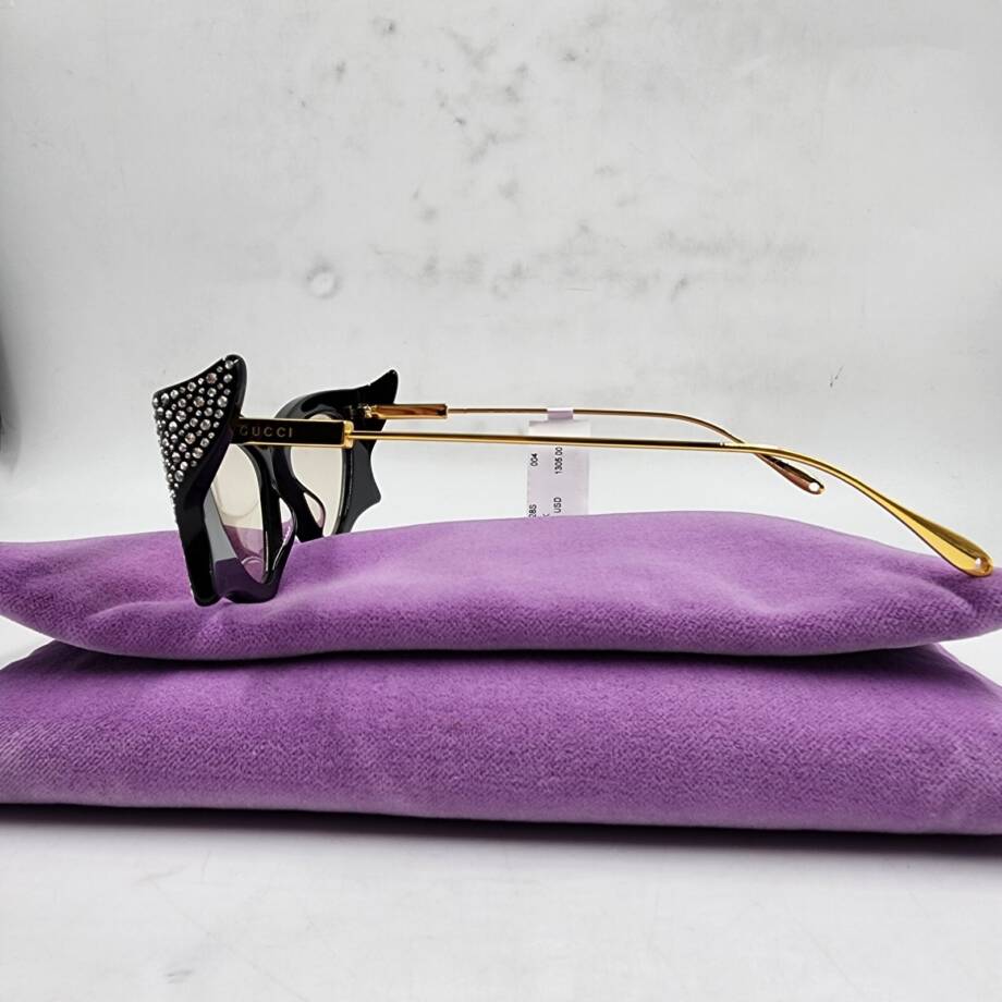 Gucci Crystal-Embellished Cat-Eye Sunglasses Women's Black/Gold