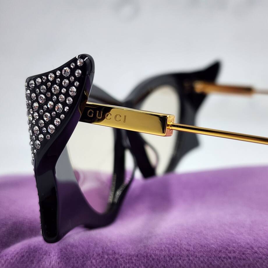 Gucci Crystal-Embellished Cat-Eye Sunglasses Women's Black/Gold