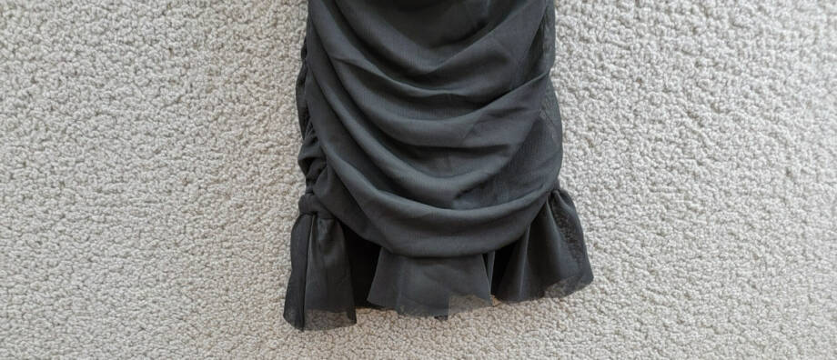 With Jules Ruched Flutter-Sleeve Mesh Dress Big Girls M Black Square Neck S/S