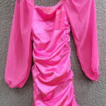 With Jules Long-Sleeve Ruched Dress Big Girls' S Hot Pink Straight Neck Pullover