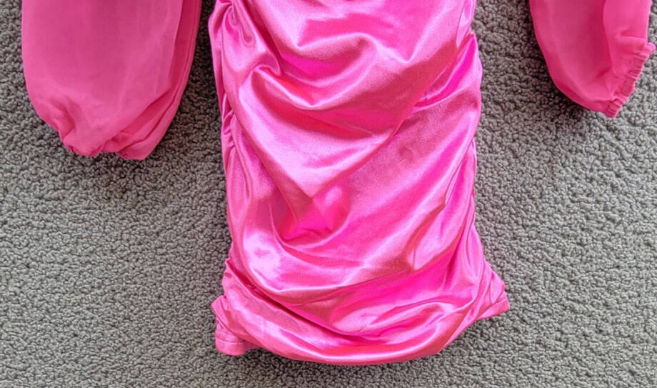 With Jules Long-Sleeve Ruched Dress Big Girls' S Hot Pink Straight Neck Pullover