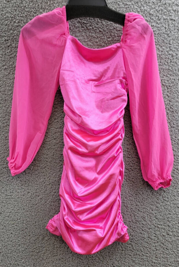 With Jules Long-Sleeve Ruched Dress Big Girls' S Hot Pink Straight Neck Pullover