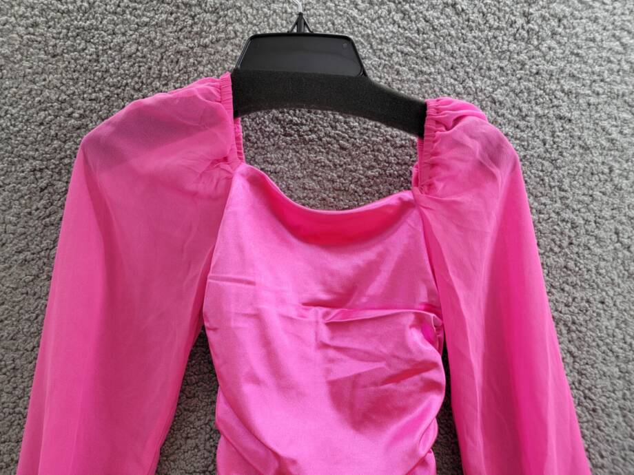 With Jules Long-Sleeve Ruched Dress Big Girls' S Hot Pink Straight Neck Pullover