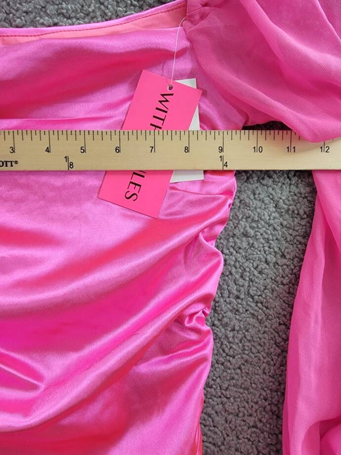 With Jules Long-Sleeve Ruched Dress Big Girls' S Hot Pink Straight Neck Pullover