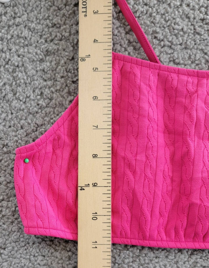 Polo Ralph Lauren Stretch Jacquard Two-Piece Swimsuit Girls 12 Bright Pink/White