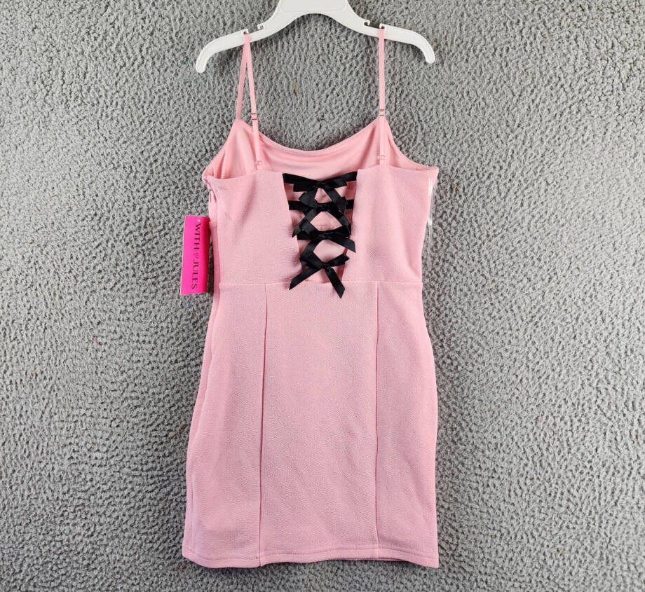 With Jules Sleeveless Bow-Back Ponté-Knit Dress Big Girls M 8/10 Pink Side Zip