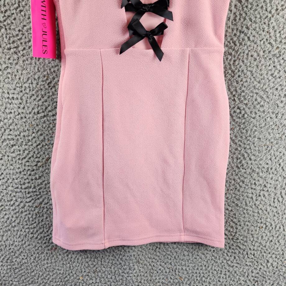 With Jules Sleeveless Bow-Back Ponté-Knit Dress Big Girls M 8/10 Pink Side Zip
