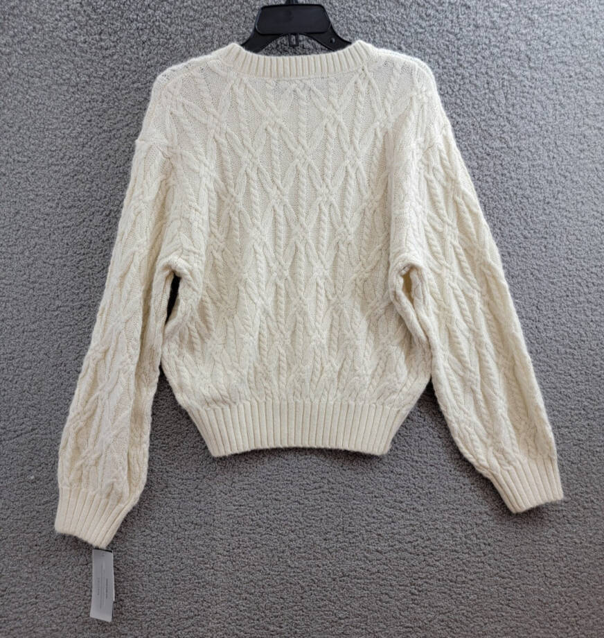French Connection Layon Jini Braided Sweater Women's M Classic Cream Pullover