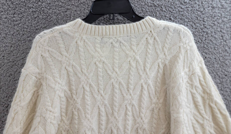 French Connection Layon Jini Braided Sweater Women's M Classic Cream Pullover