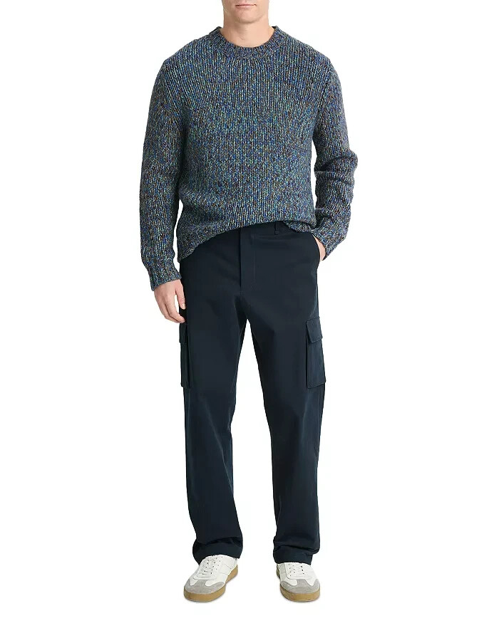 Vince Herringbone Cargo Pants Men's 34 Coastal Side Pockets Button Zip Closure