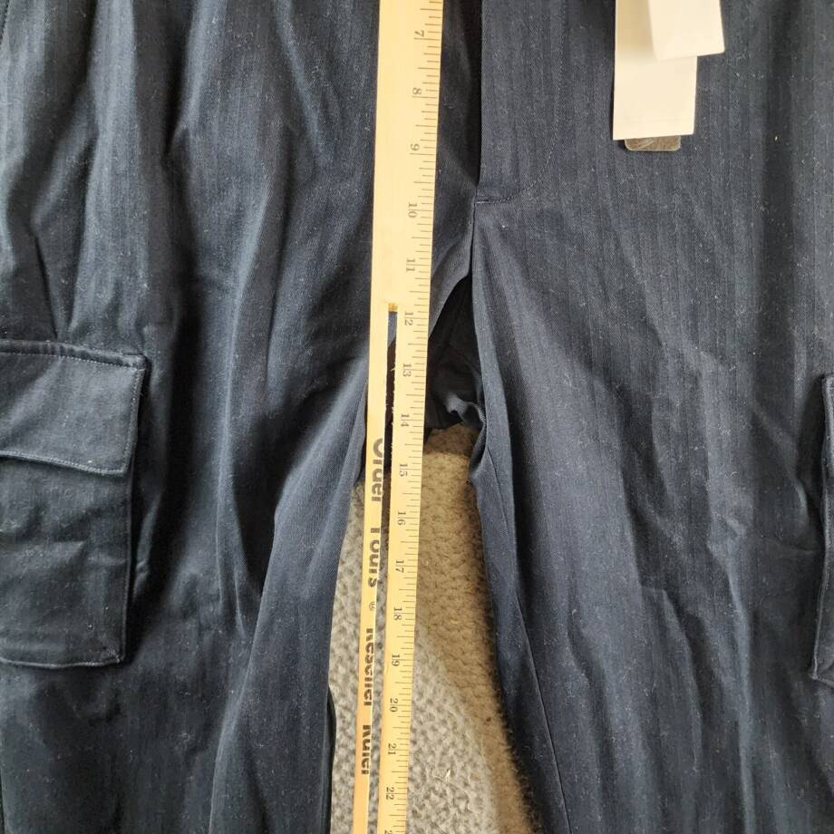 Vince Herringbone Cargo Pants Men's 34 Coastal Side Pockets Button Zip Closure