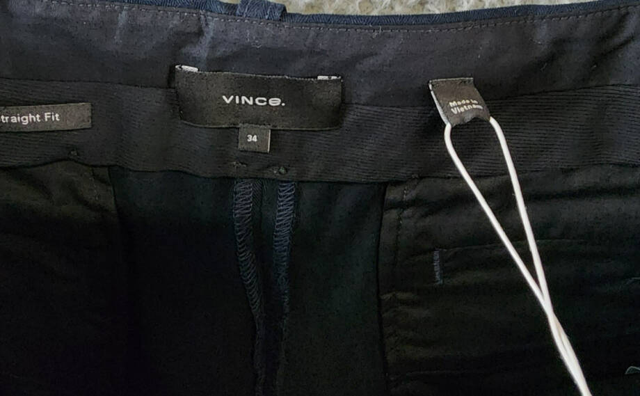 Vince Herringbone Cargo Pants Men's 34 Coastal Side Pockets Button Zip Closure