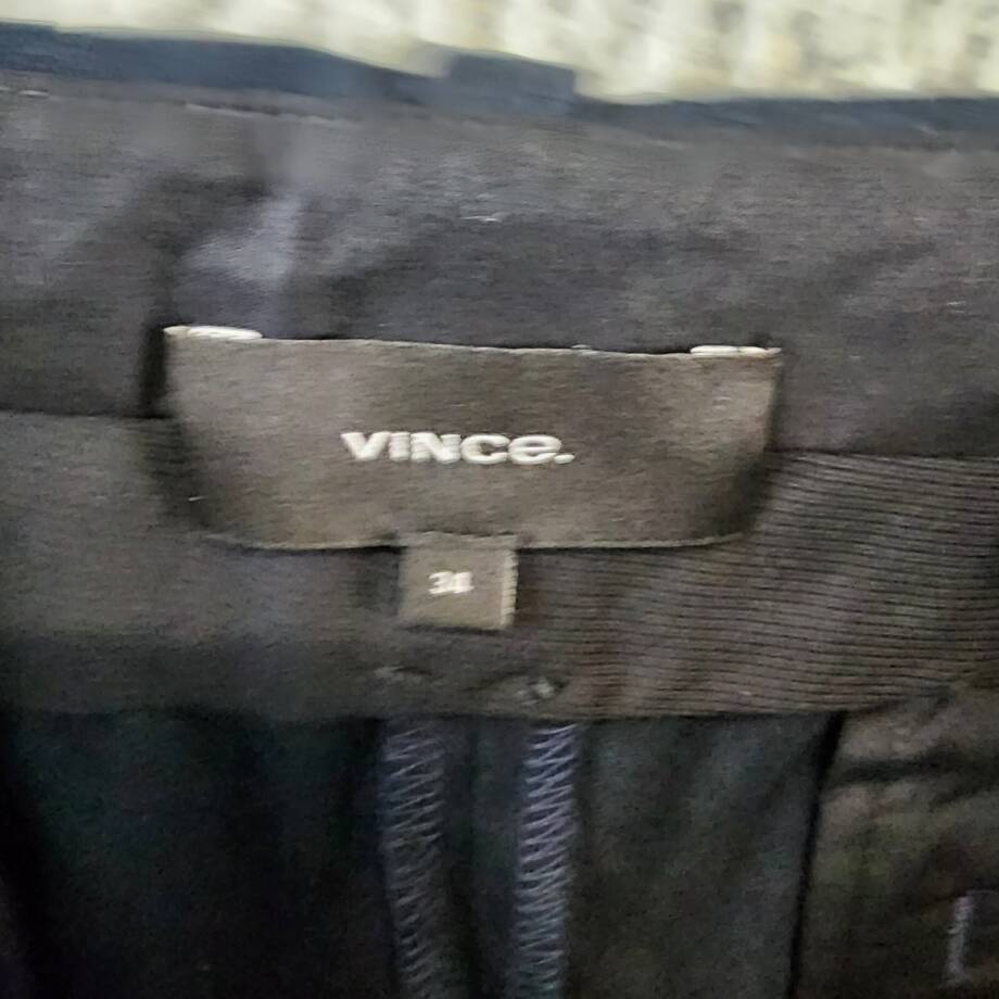 Vince Herringbone Cargo Pants Men's 34 Coastal Side Pockets Button Zip Closure
