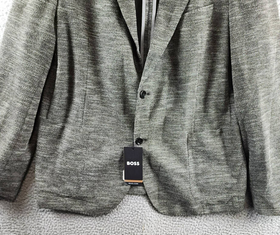 BOSS Jersey Soft Construction Slim Fit Sport Coat Men's 46R Green Long Sleeve