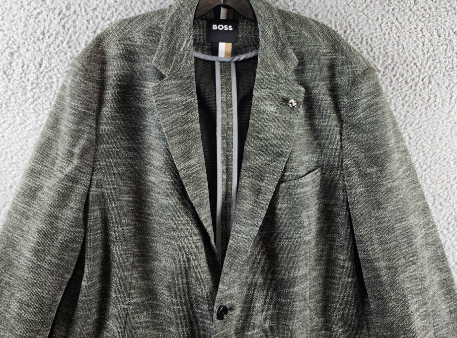 BOSS Jersey Soft Construction Slim Fit Sport Coat Men's 46R Green Long Sleeve
