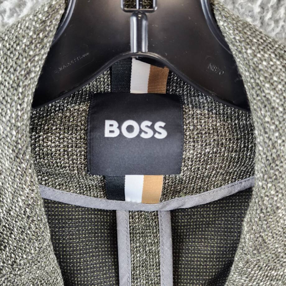 BOSS Jersey Soft Construction Slim Fit Sport Coat Men's 46R Green Long Sleeve
