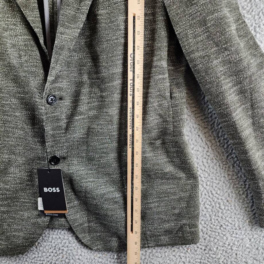 BOSS Jersey Soft Construction Slim Fit Sport Coat Men's 46R Green Long Sleeve