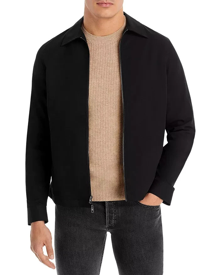 Michael Kors Full Zip Shirt Jacket Men's M Black Collared Pockets Long Sleeve