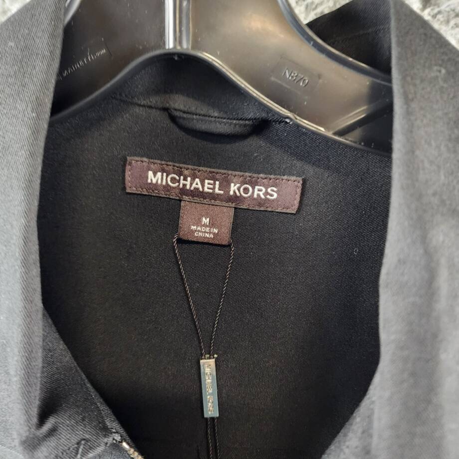 Michael Kors Full Zip Shirt Jacket Men's M Black Collared Pockets Long Sleeve