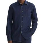 Theory Noll Denim Button Front Shirt Men's XL Light Indigo Patch Pocket L/S