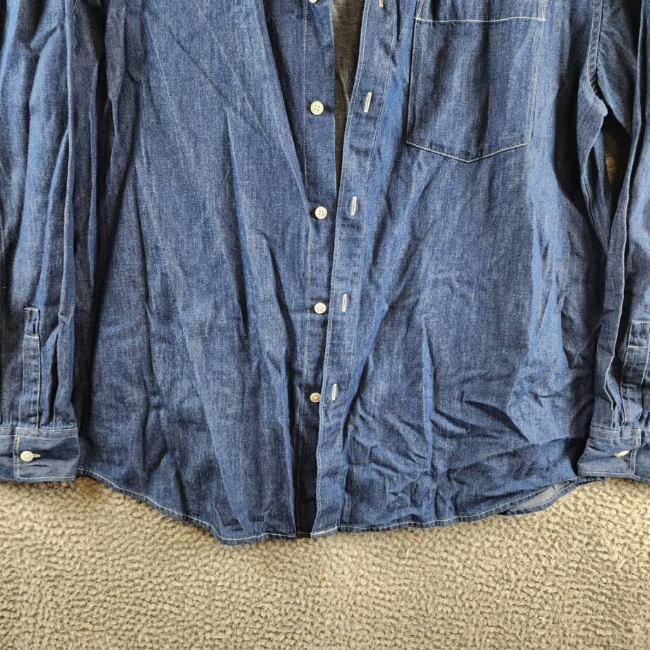 Theory Noll Denim Button Front Shirt Men's XL Light Indigo Patch Pocket L/S