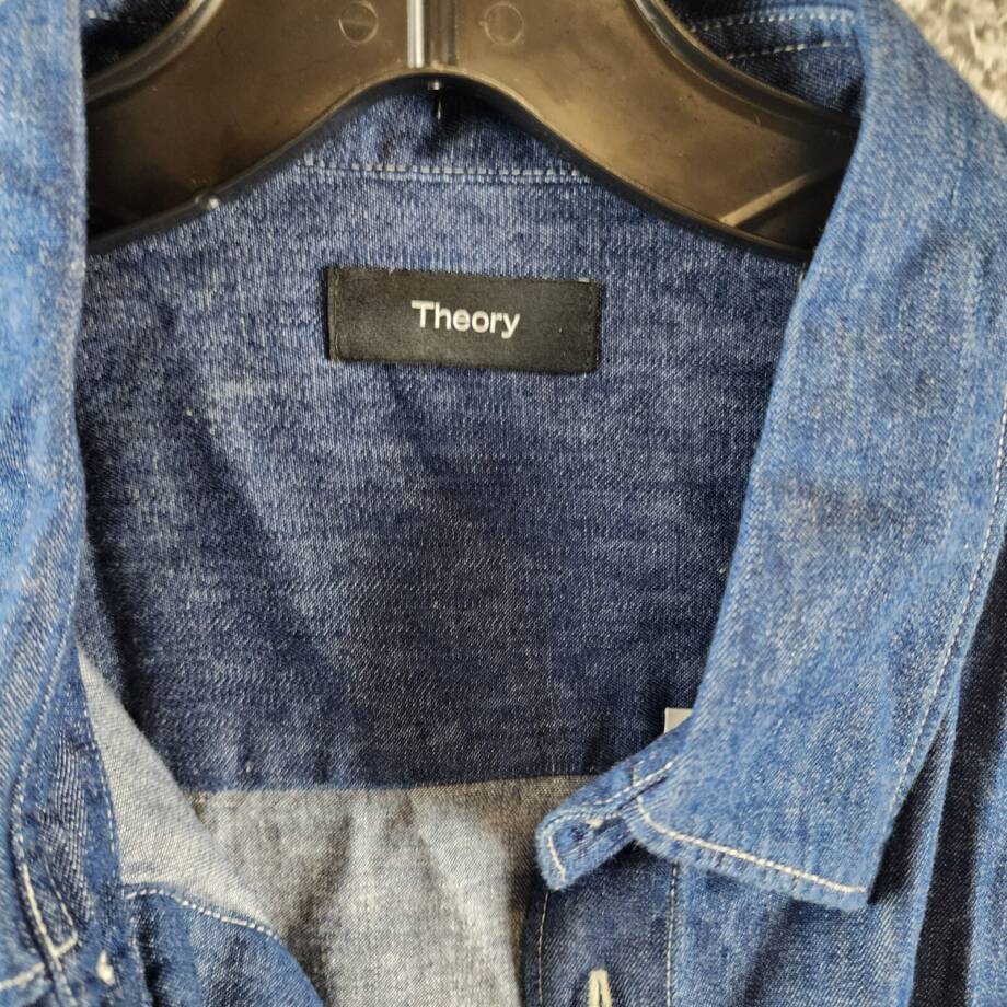 Theory Noll Denim Button Front Shirt Men's XL Light Indigo Patch Pocket L/S