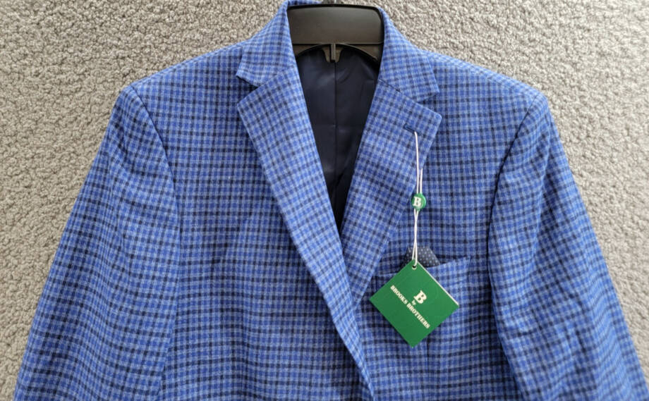 B by Brooks Brothers Classic Fit Stretch Jacket Big Boys 18R Navy/Blue Notch