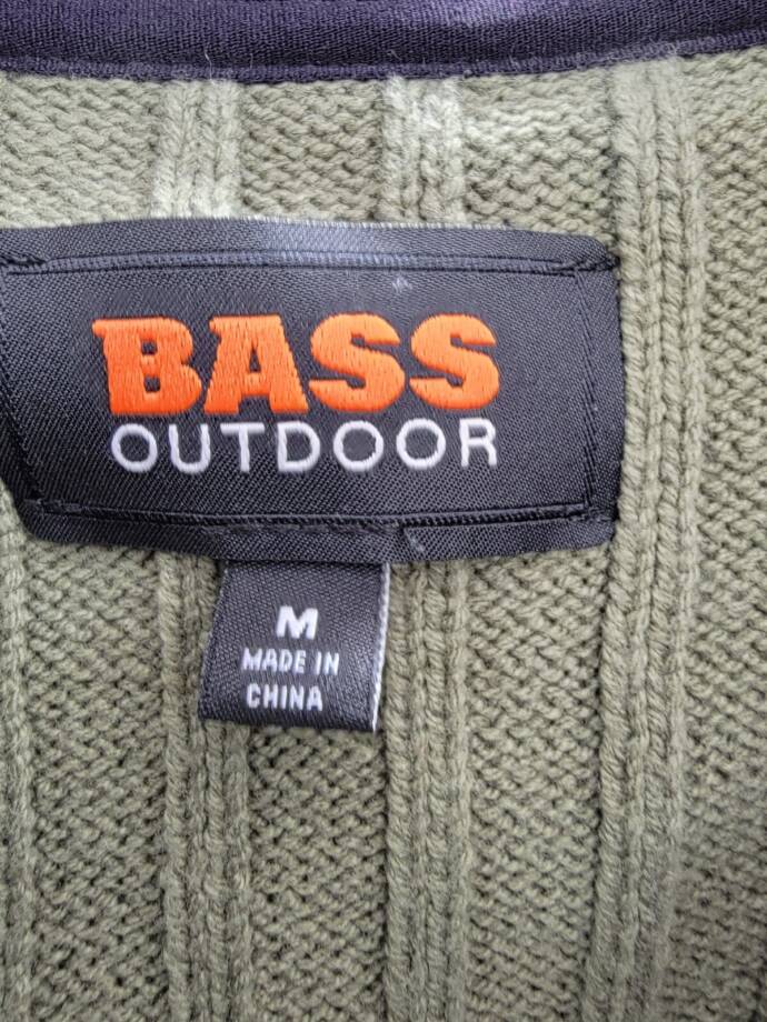 BASS OUTDOOR Mixed Media Zip-Front Hooded Sweater Jacket Men's M Deep Liche L/S