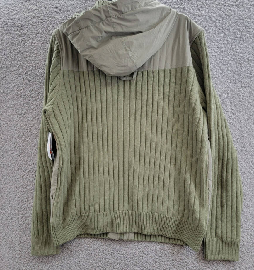 BASS OUTDOOR Mixed Media Zip-Front Hooded Sweater Jacket Men's M Deep Liche L/S