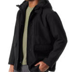 BASS OUTDOOR Storm System Barn Removable Hood Jacket Men's S Black Button Snap
