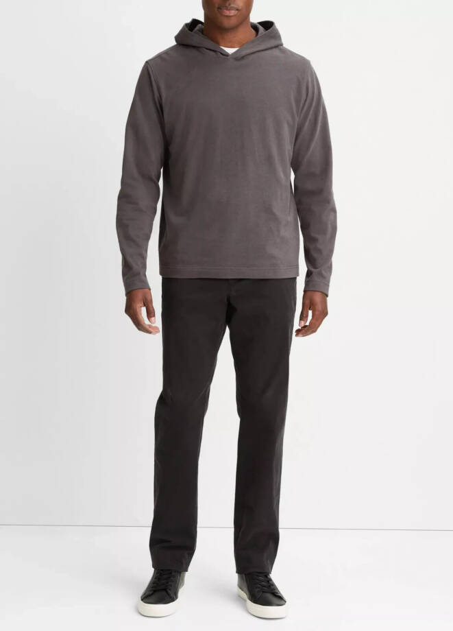 Vince Sueded Jersey Pullover Hoodie Men's M Anchor Gray Solid Long Sleeve