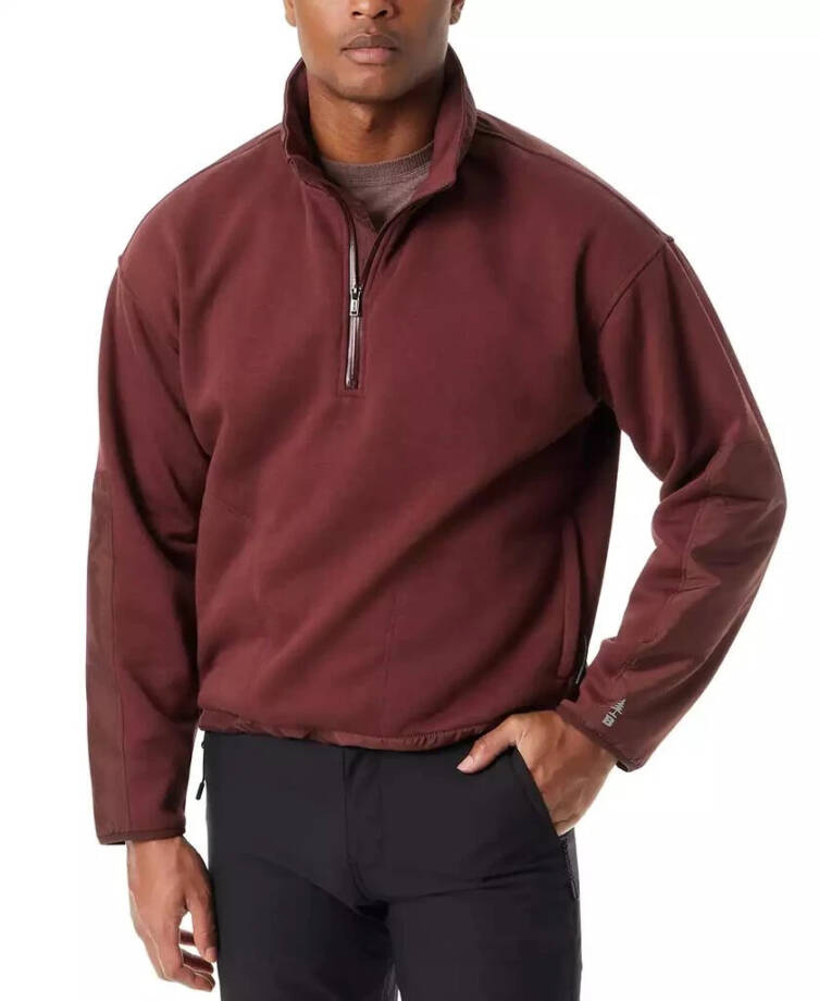 BASS OUTDOOR Regular-Fit Convertible Hood 1/4-Zip Sweatshirt Men's M Rum Raisin