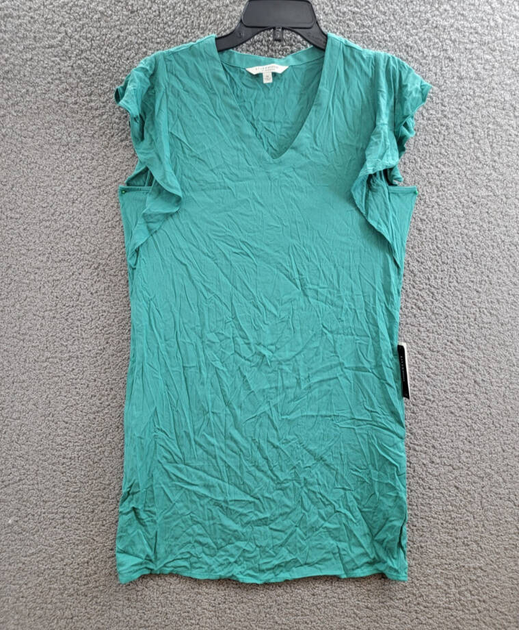 Liverpool Los Angeles Short Flutter Sleeve Dress Women XS Mermaid Teal Pullover