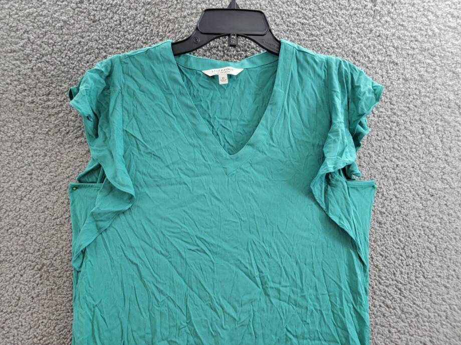 Liverpool Los Angeles Short Flutter Sleeve Dress Women XS Mermaid Teal Pullover