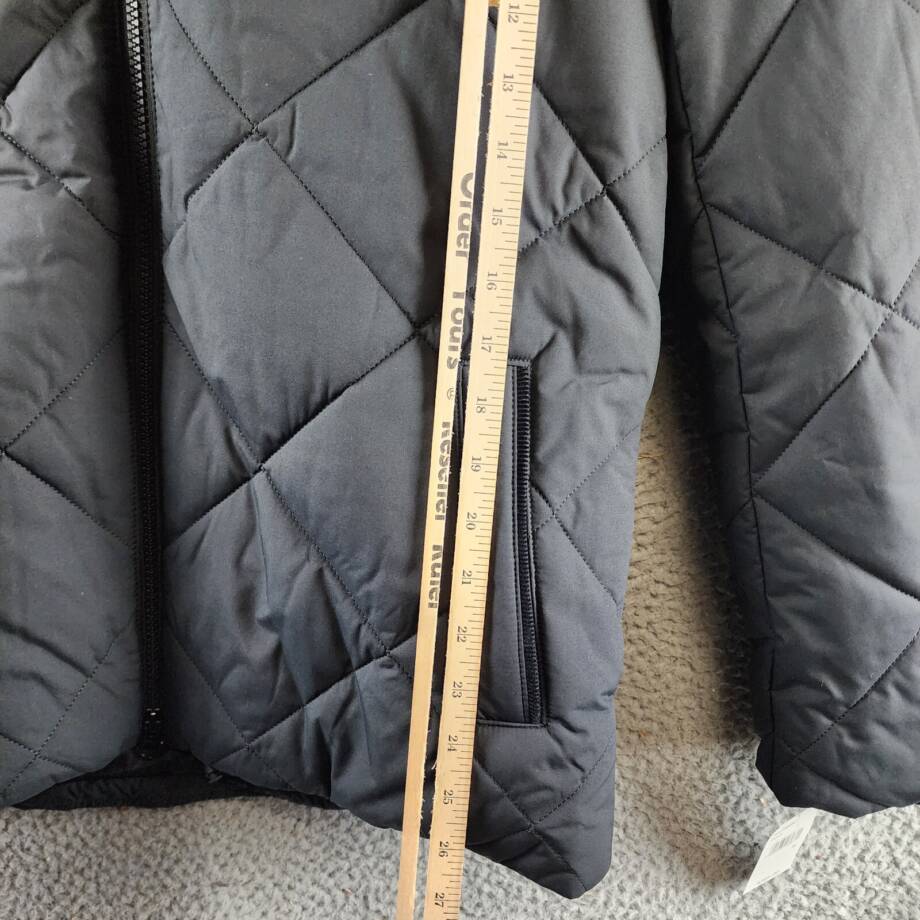 Barbour Elmwood Box-Quilted Jacket Men's S Black Full-Zip Closure Long Sleeves~
